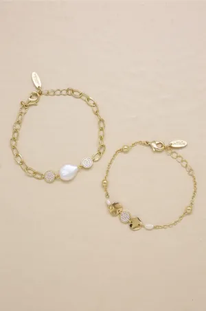 Duchess Pearl 18k Gold Plated Bracelet Set