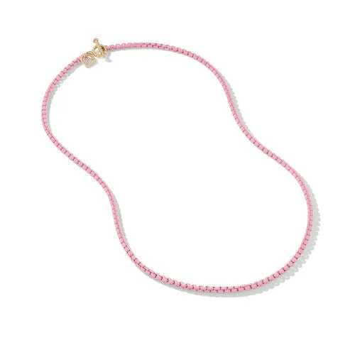 DY Bel Aire Box Chain Necklace in Blush with 14K Yellow Gold Accent