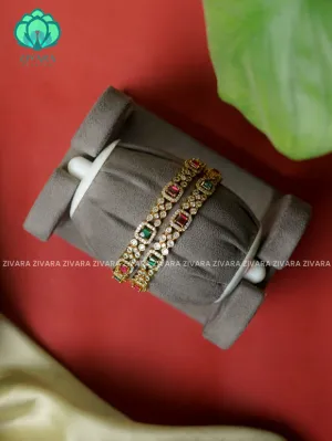 ELEGANT BOX RUBY AND GREEN STONE  -Premium GOLD FINISH bangles- latest jewellery collection- Zivara Fashion