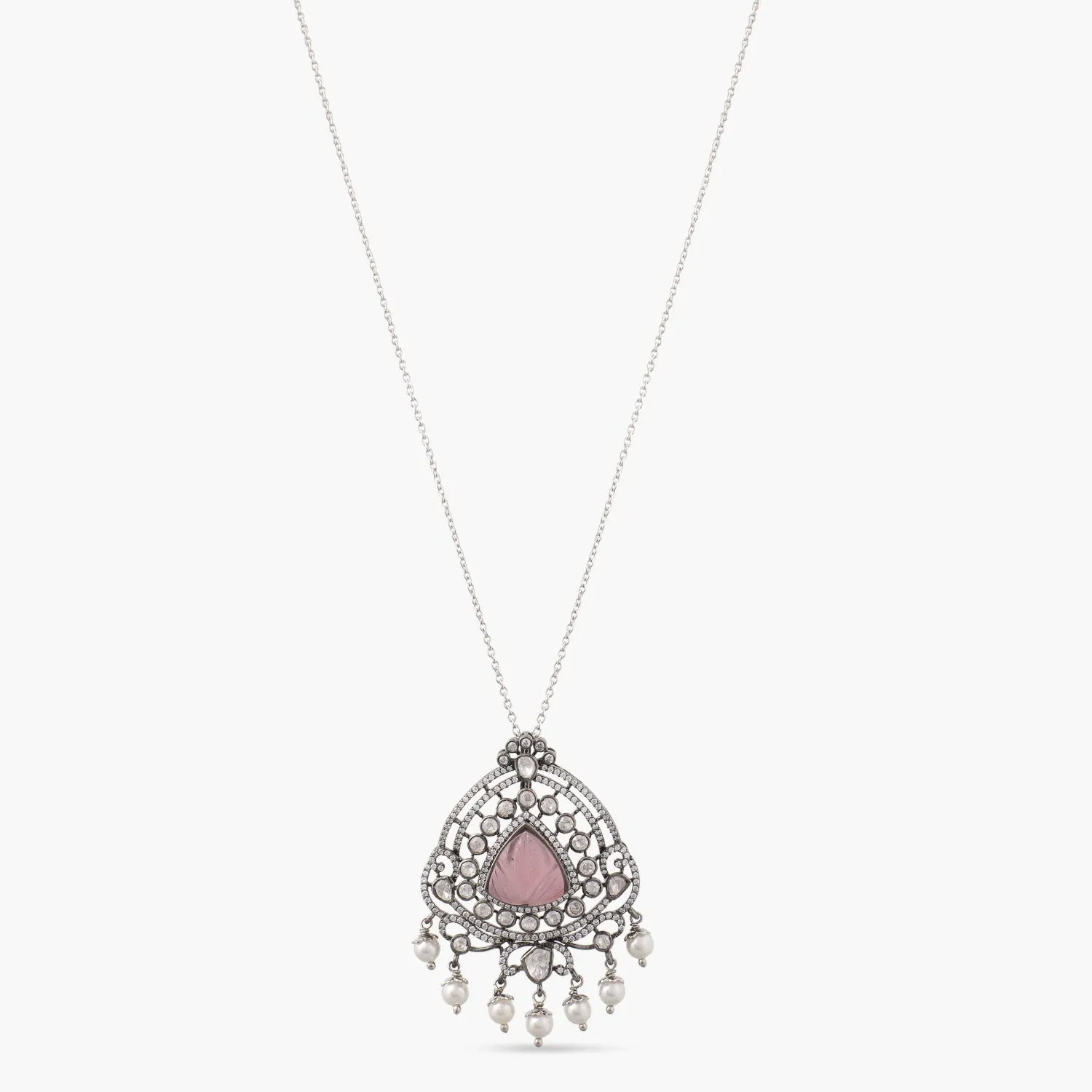 Elegant Floral Moissanite Silver Pendant