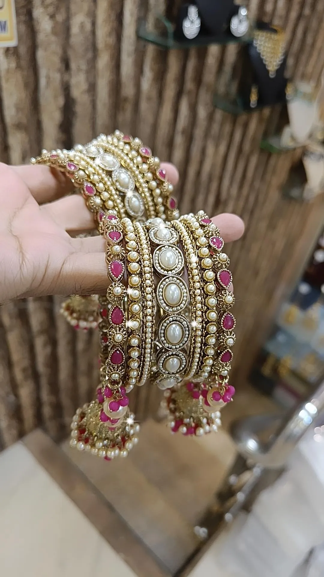 Elegant Pakistani Crystal Bridal Bangles Jhumka Set