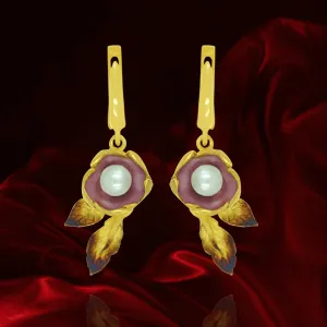 Ember Flower with Pearl Earrings