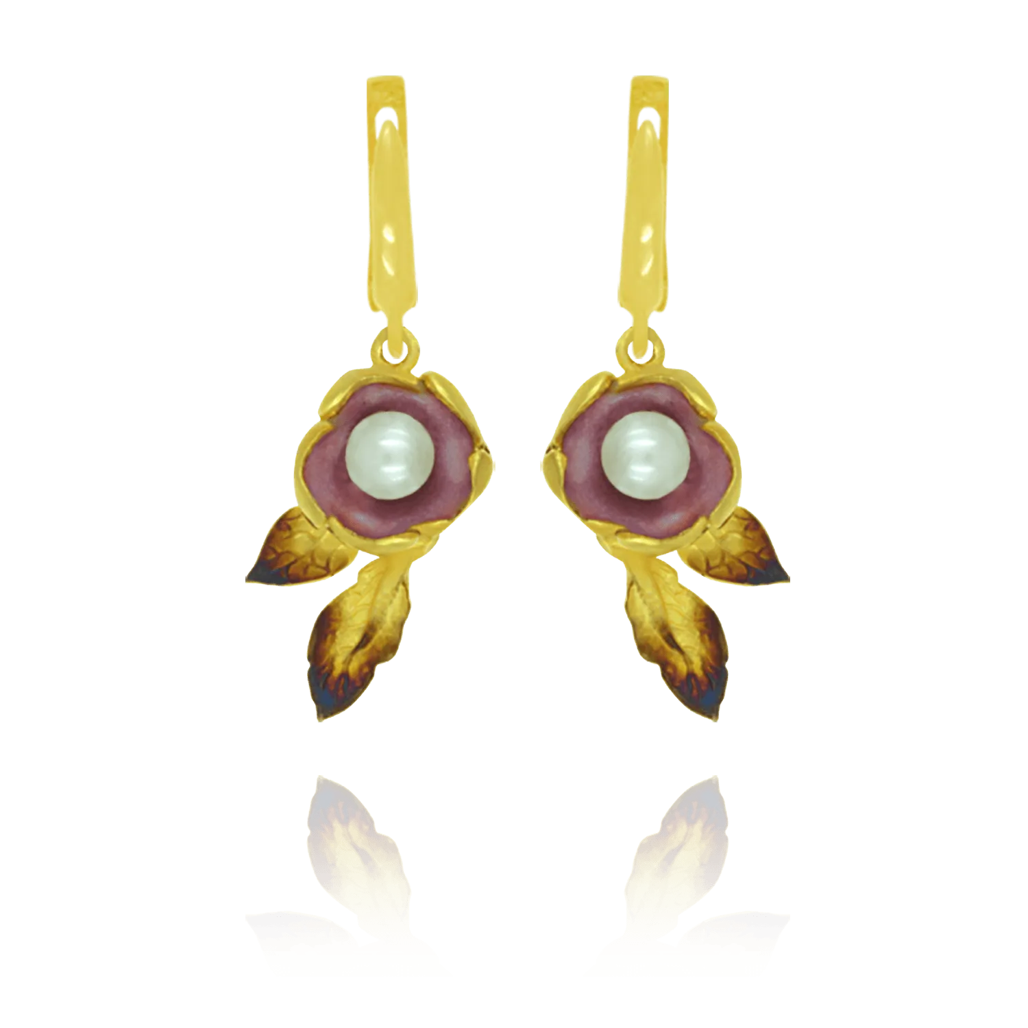 Ember Flower with Pearl Earrings