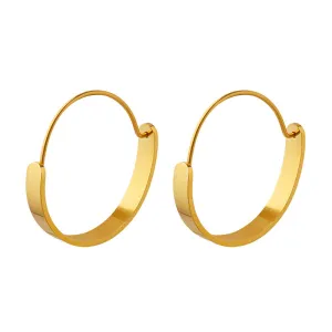 European Chic Gold-Plated Hoop Earrings with Buckle Detail