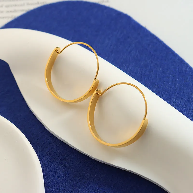 European Chic Gold-Plated Hoop Earrings with Buckle Detail