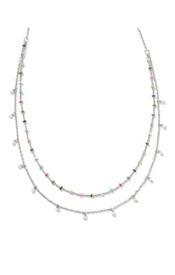 Eve Multi Strand Necklace in Silver Multi Mix