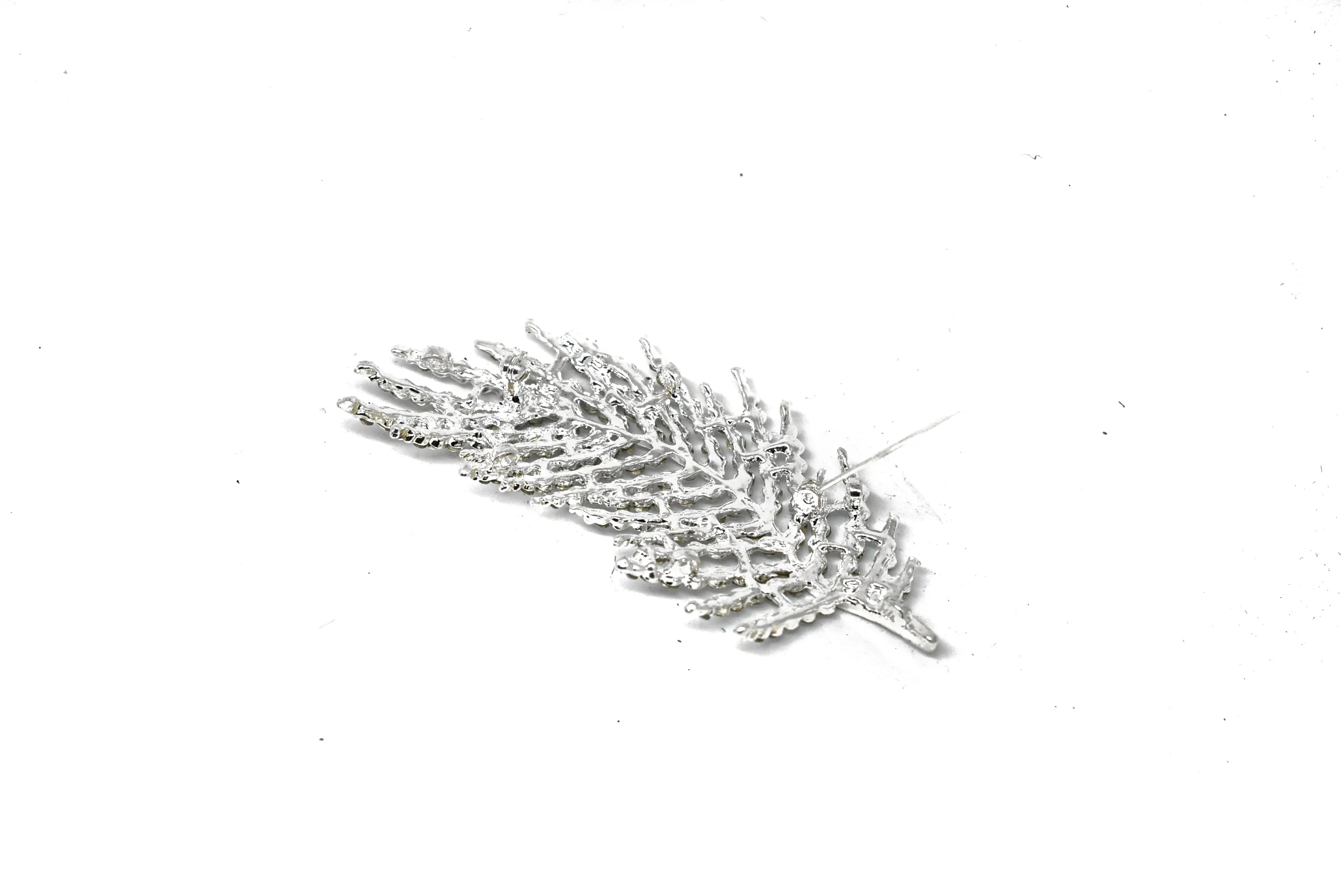 Feather Rhinestone Brooch 3.50" x 1.50"- 1 Piece