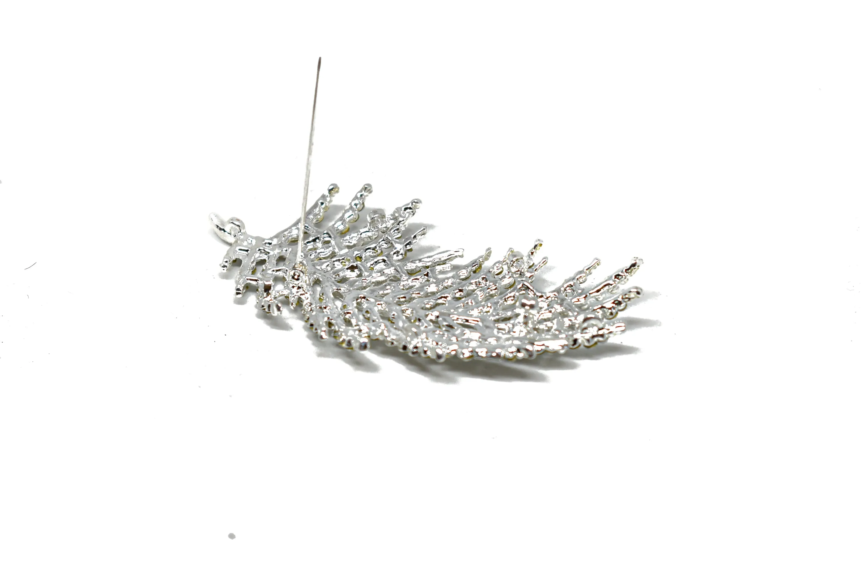 Feather Rhinestone Brooch 3.50" x 1.50"- 1 Piece