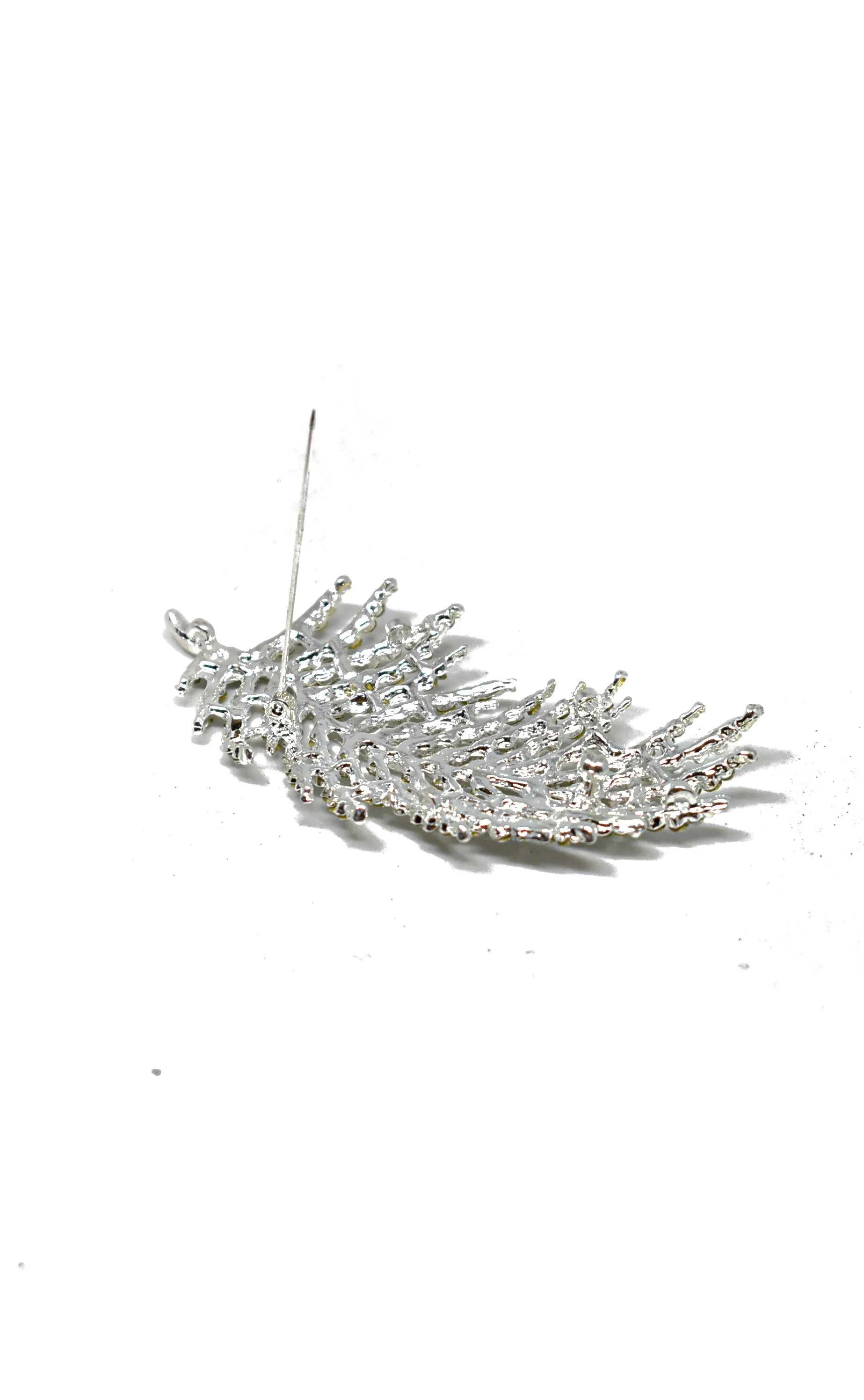 Feather Rhinestone Brooch 3.50" x 1.50"- 1 Piece