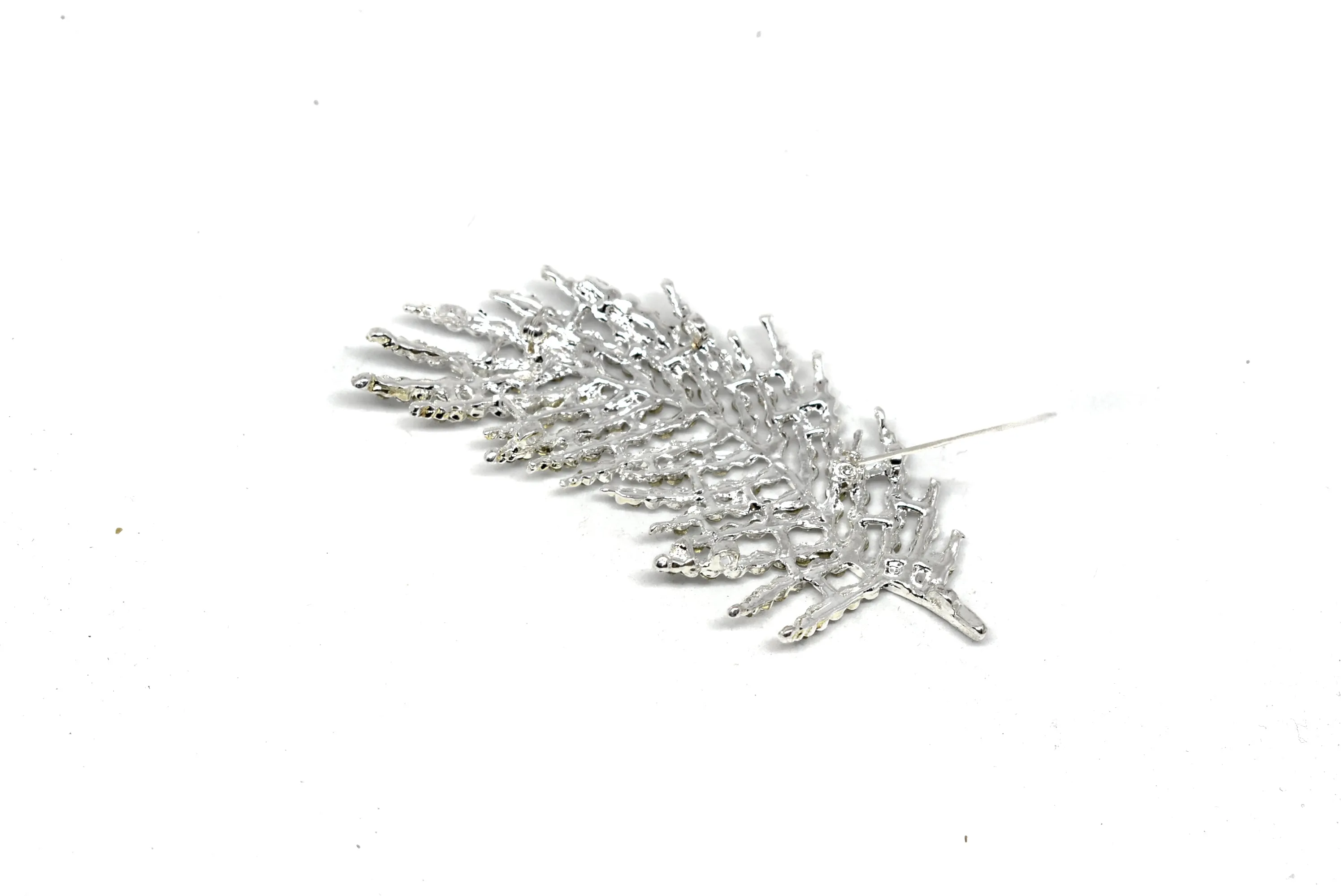 Feather Rhinestone Brooch 3.50" x 1.50"- 1 Piece