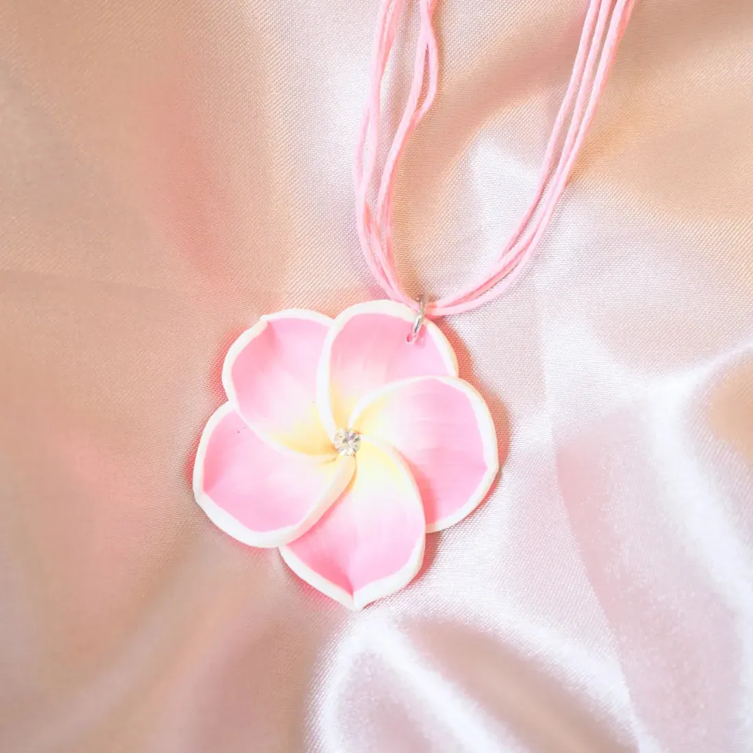 Flirty Plumeria Bubble Pink Pendant Hawaiian Necklace