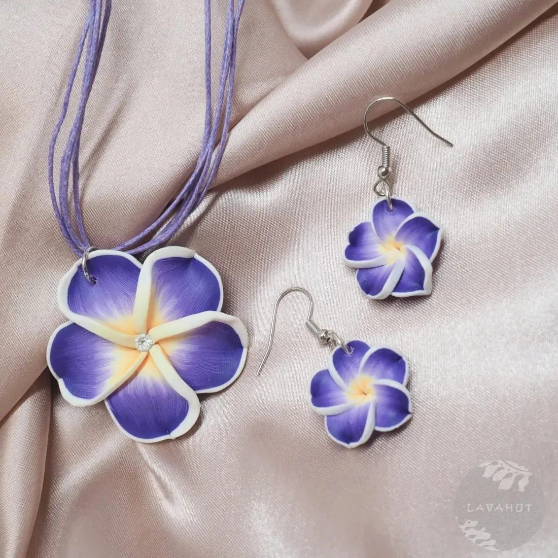 Flirty Plumeria Purple Pendant Hawaiian Necklace