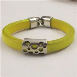 Florescent Yellow Genuine Leather Bracelet