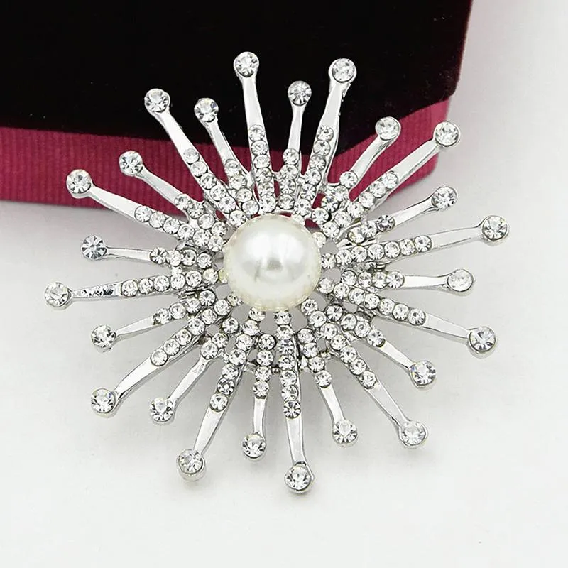 Gleaming Rhinestones Starburst Jewelry Brooch Pins