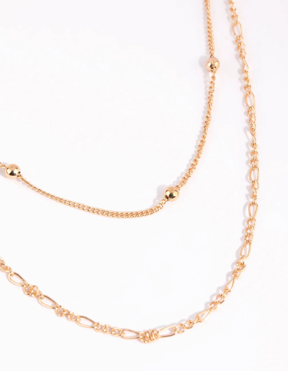 Gold Fine & Figaro Layered Necklace