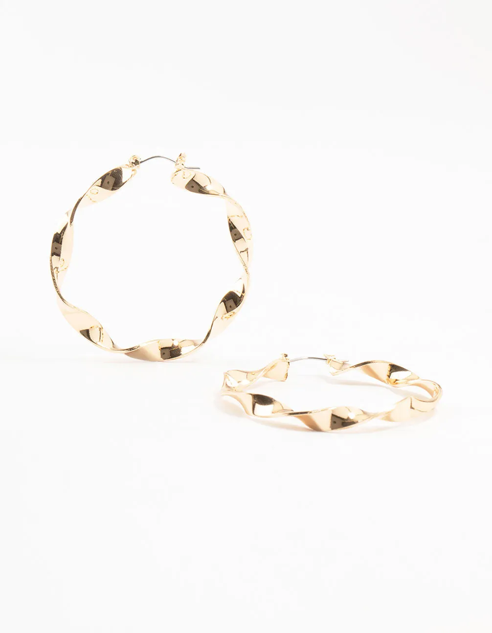 Gold Skinny Twisted Hoop Earrings