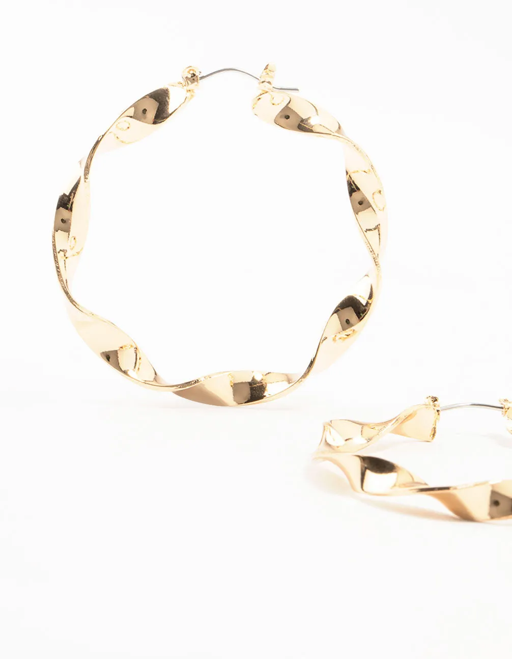 Gold Skinny Twisted Hoop Earrings