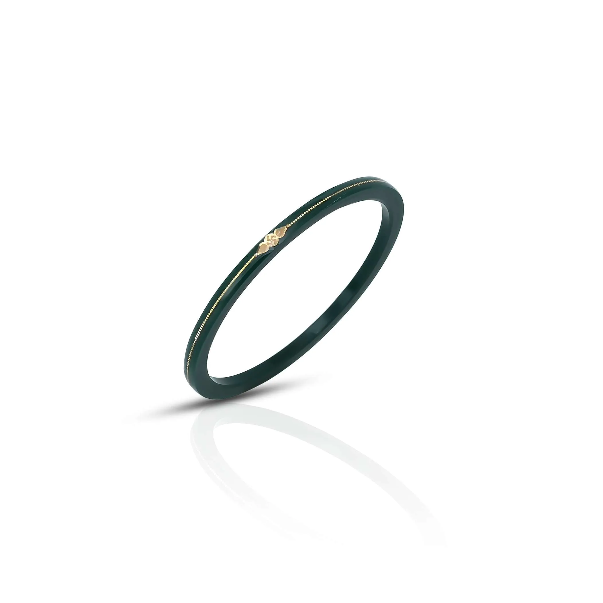 Gold Small Swastika Design Dark Green Bangle