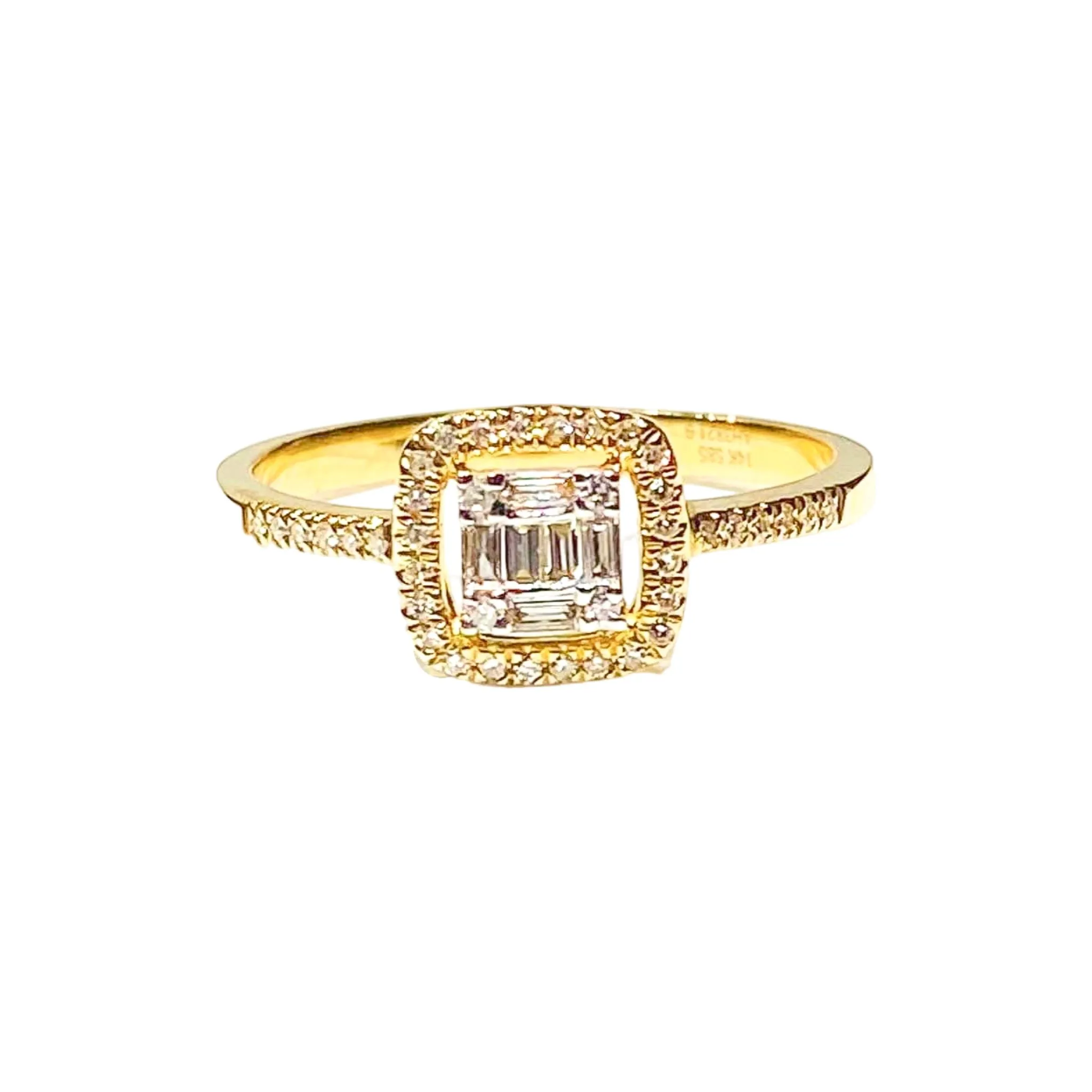 Golden Dainty Classic Cushion Diamond Ring 14kt