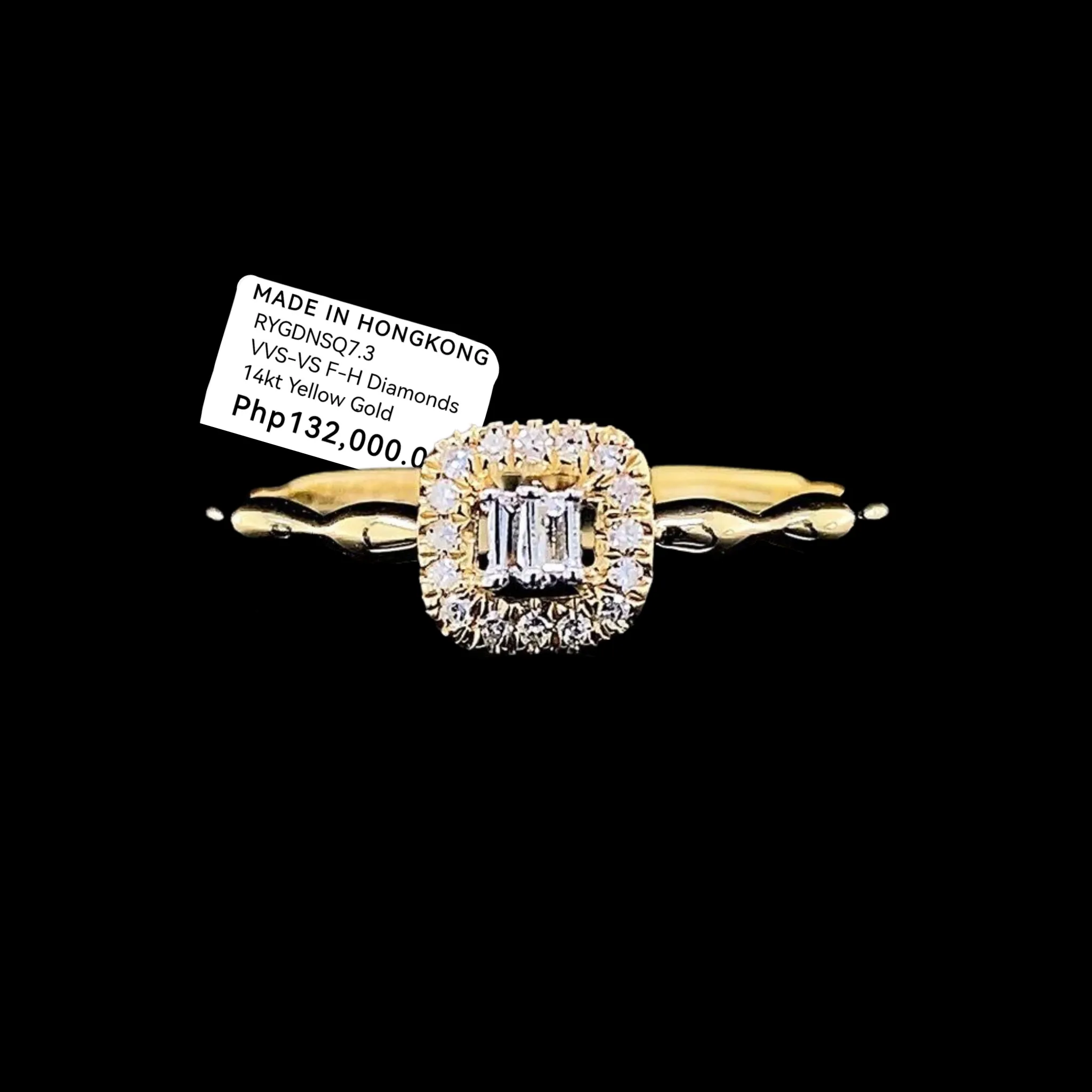 Golden Dainty Classic Square Diamond Ring 14kt