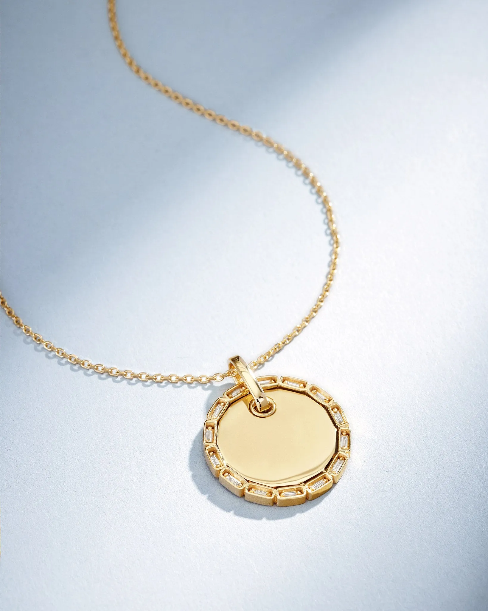 Golden Midi Circle Diamond Pendant