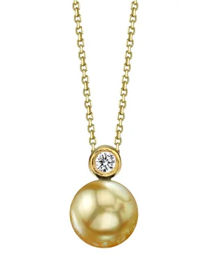 Golden South Sea Pearl & Diamond Honor Pendant