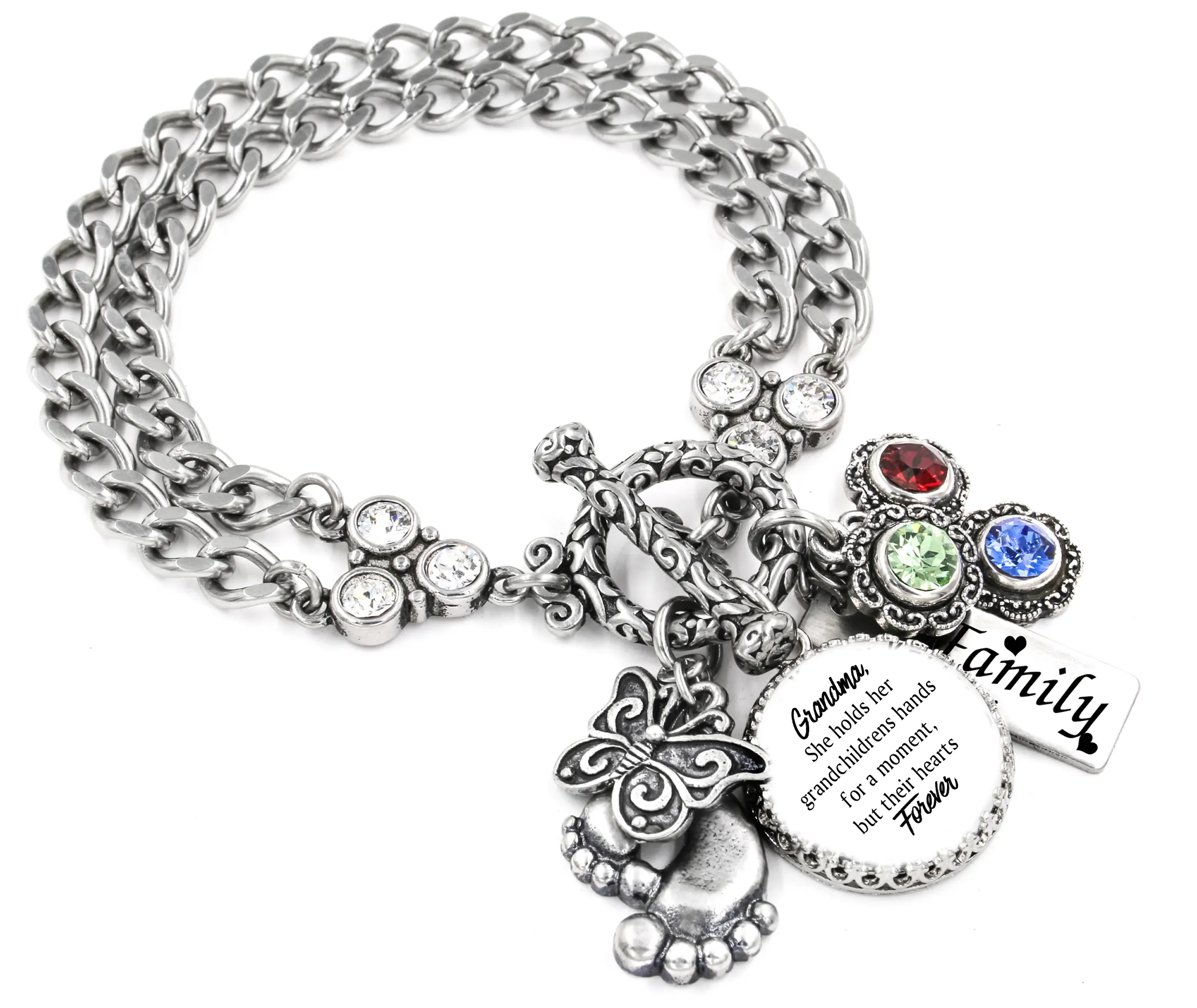 Grandmothers Birthstone Charm Bracelet