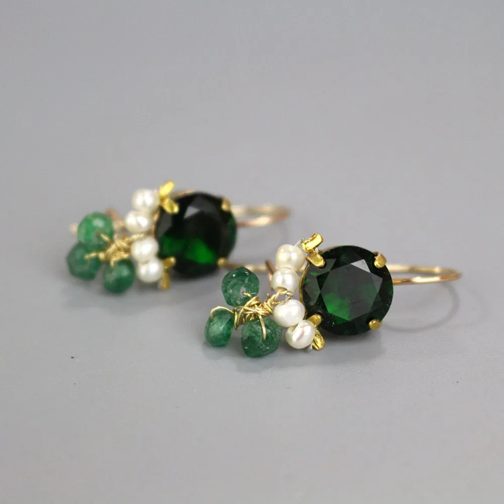 Green Zircon Clover Earrings