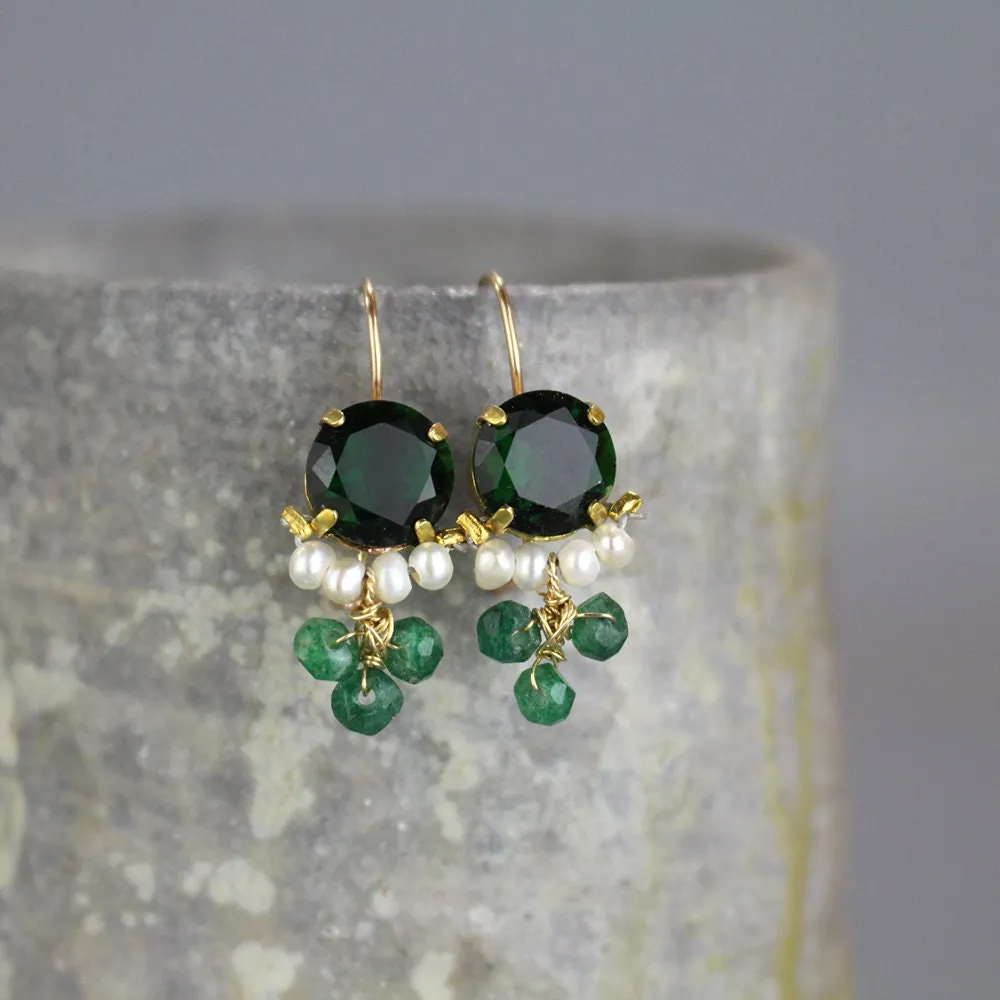 Green Zircon Clover Earrings