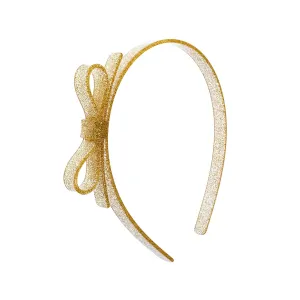 Headband | Glitter Gold Thin Bow | Lilies and Roses NY