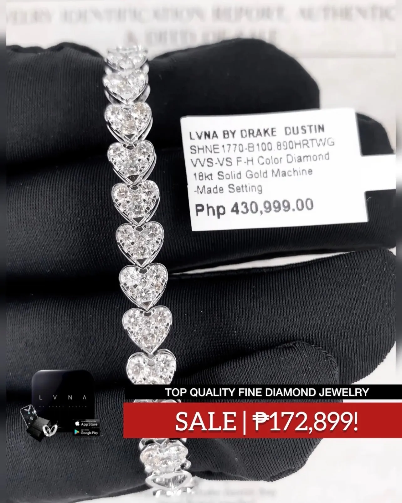 Heart Half Eternity Diamond Bracelet 18kt