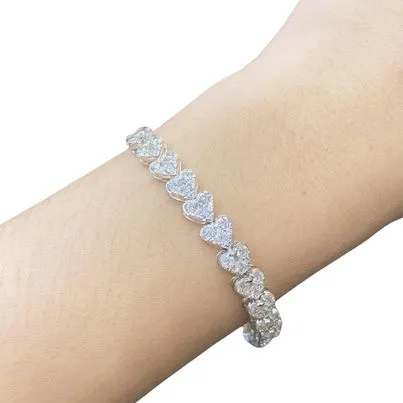 Heart Half Eternity Diamond Bracelet 18kt