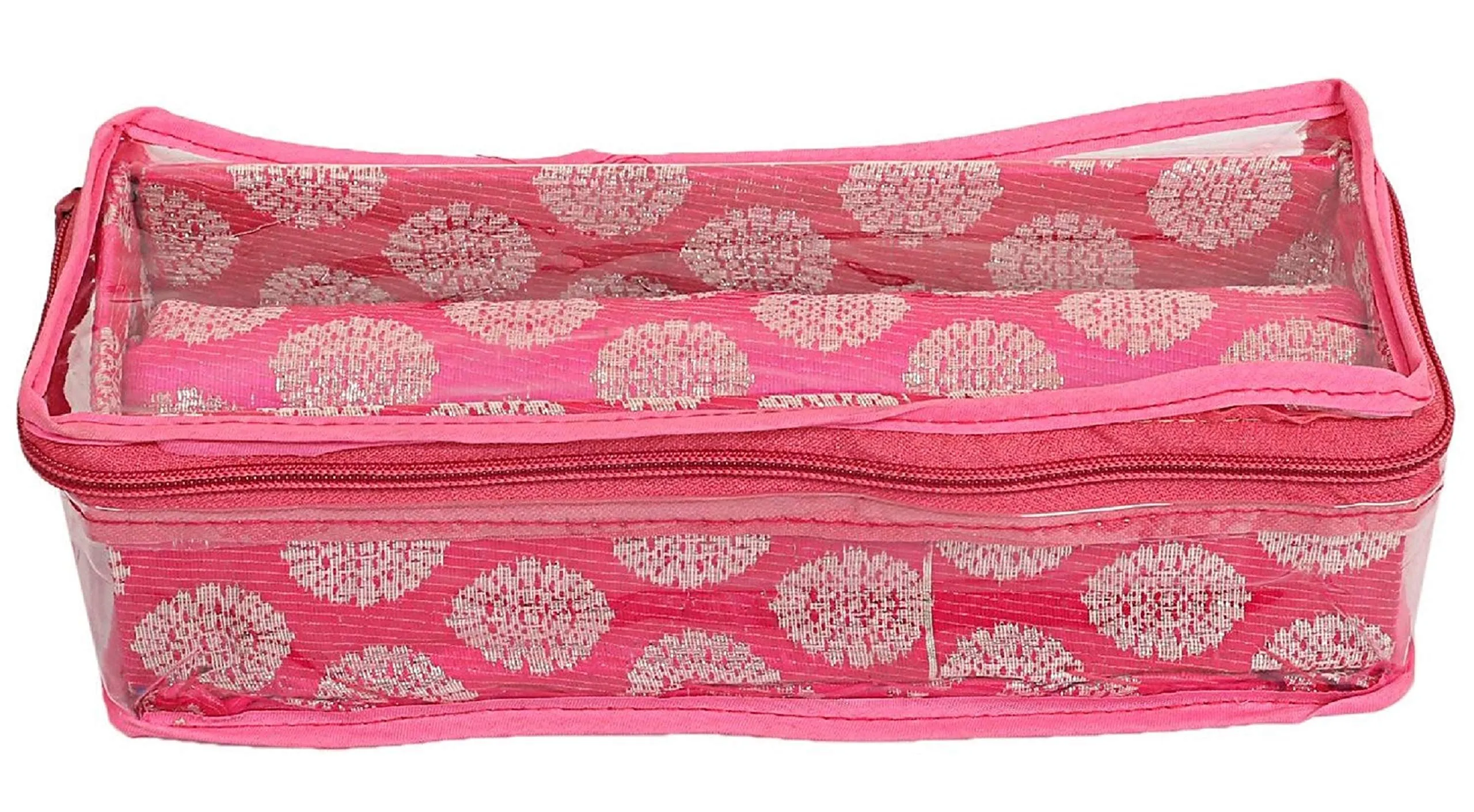 Heart Home Carry Design Brocade Hardboard 2 Pieces One Rod Bangle Box (Pink) - CTHH18170