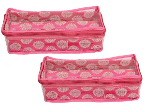 Heart Home Carry Design Brocade Hardboard 2 Pieces One Rod Bangle Box (Pink) - CTHH18170