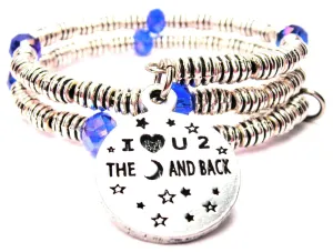 I Love U 2 The Moon And Back Curly Coil Wrap Style Bangle Bracelet