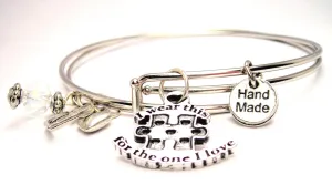 I Wear This Puzzle Piece For The One I Love Expandable Bangle Bracelet Set