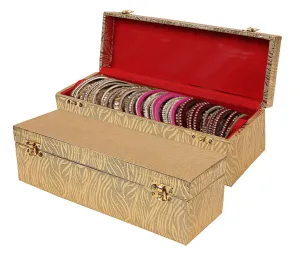 Kuber Industries Wooden 2 Pieces One Rod Bangle Storage Box (Gold) -CTKTC8707