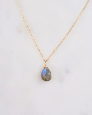 Labradorite Simple Drop Necklace