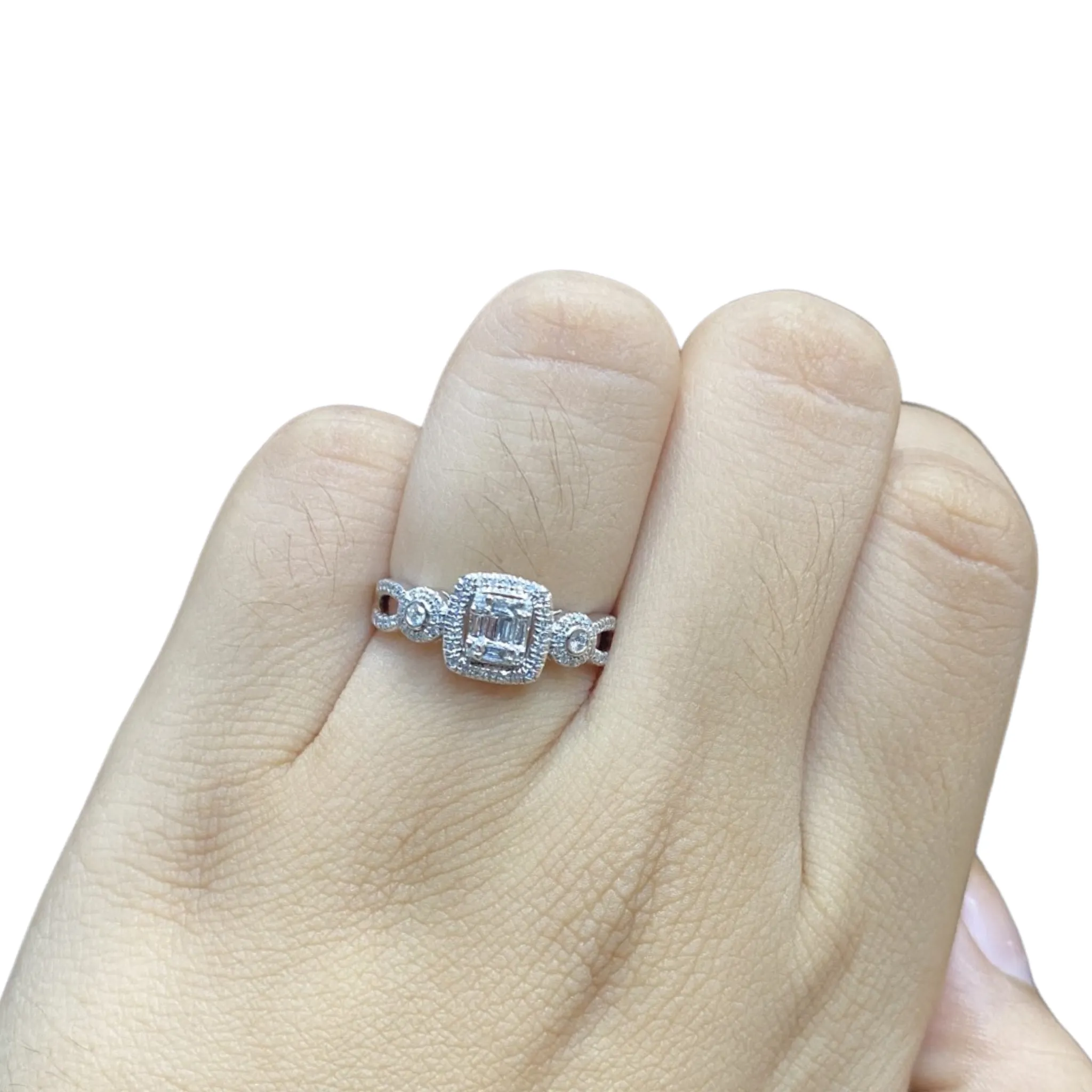 Large Chain Square Diamond Ring 14kt