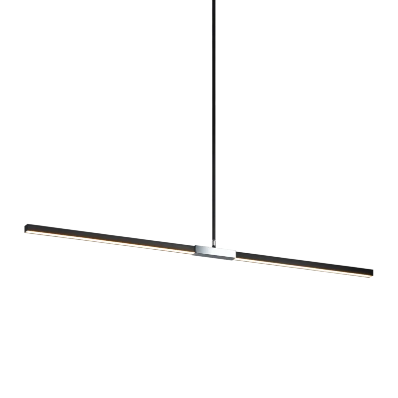 Lineare Matte Black and Chrome Sleek Large Pendant