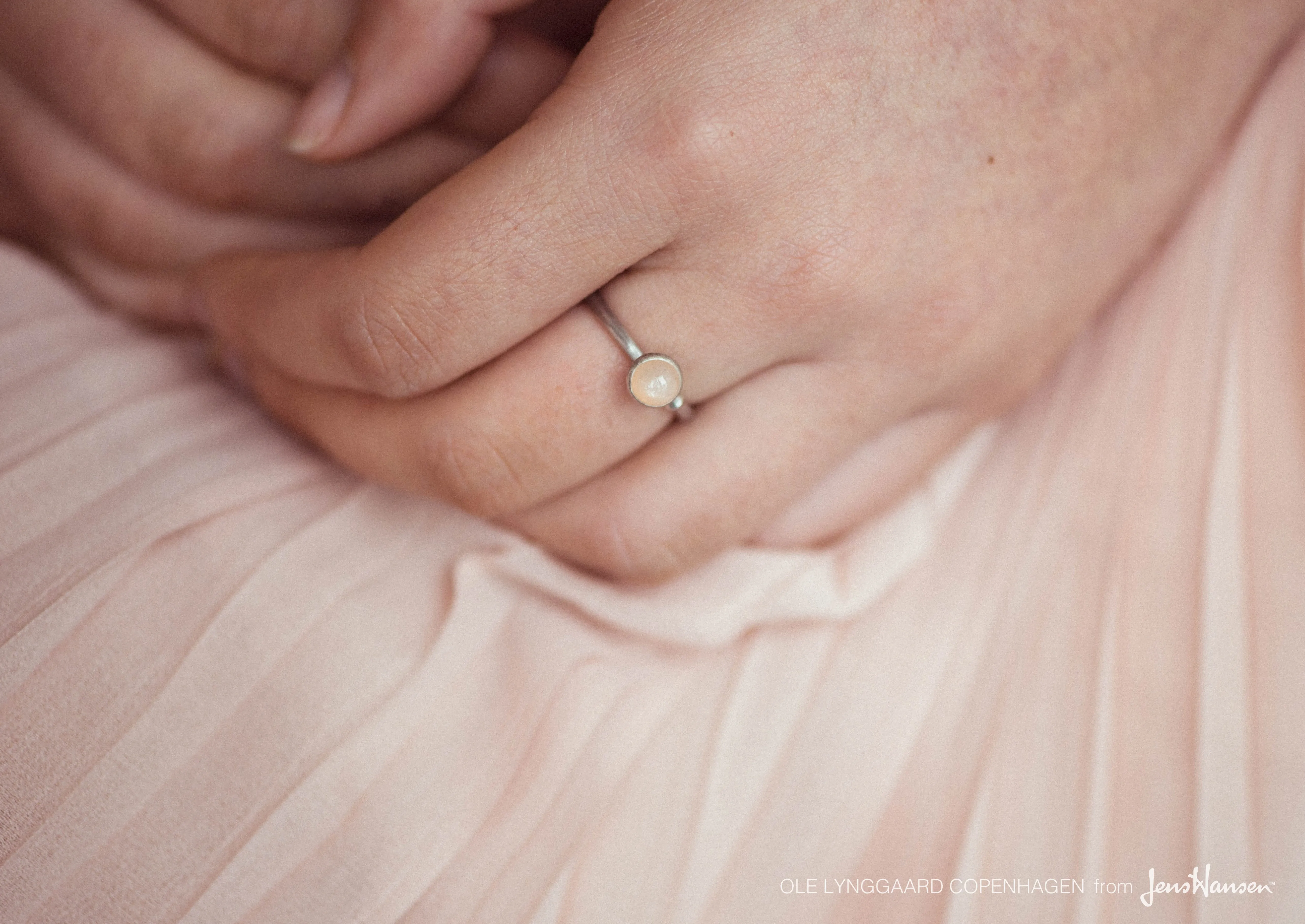 Lotus Ring in Sterling Silver with Blush Moonstone