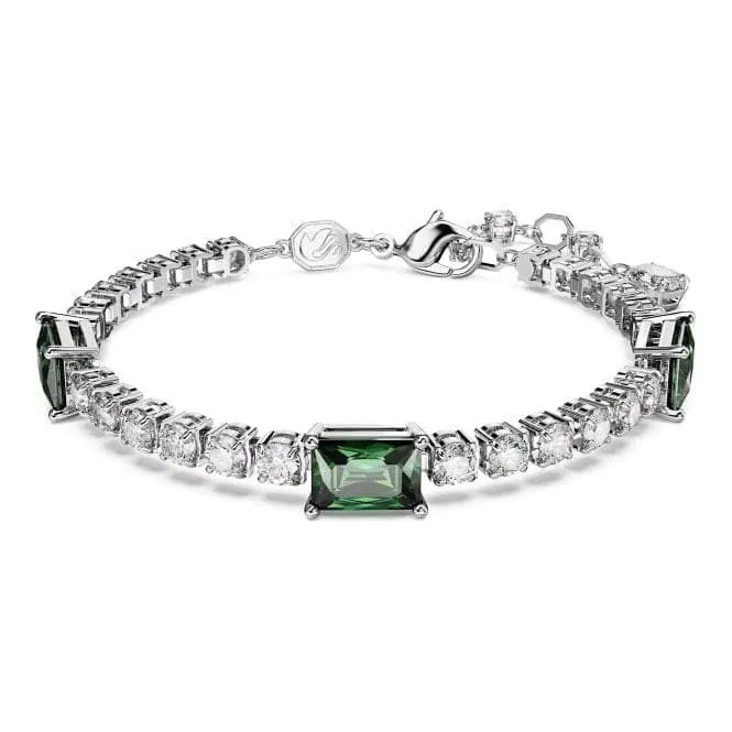 Matrix Mixed Cuts Green Rhodium Plated Tennis Bracelet 5666422