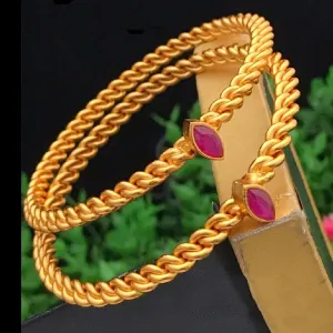 Matte Ruby Stone Studded Bangles  2*4