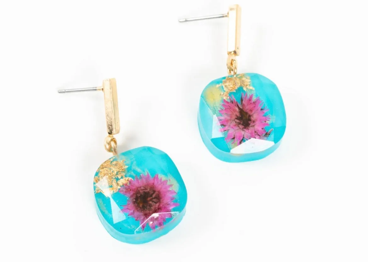 May Day Dry Flower Ball Earrings