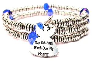 May This Angel Watch Over My Mommy Curly Coil Wrap Style Bangle Bracelet