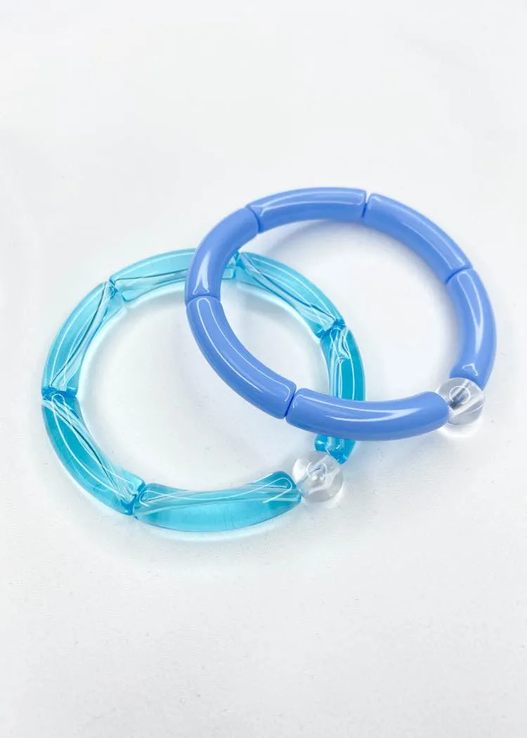 Maya Acrylic Stack Bracelet Set- Blue-***FINAL SALE***