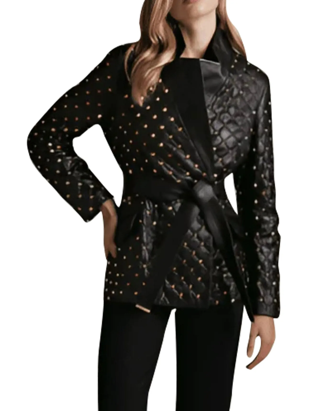 Midnight Majesty Studded Leather Blazer