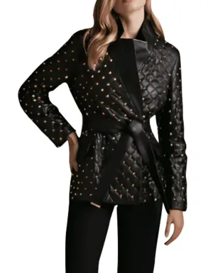 Midnight Majesty Studded Leather Blazer