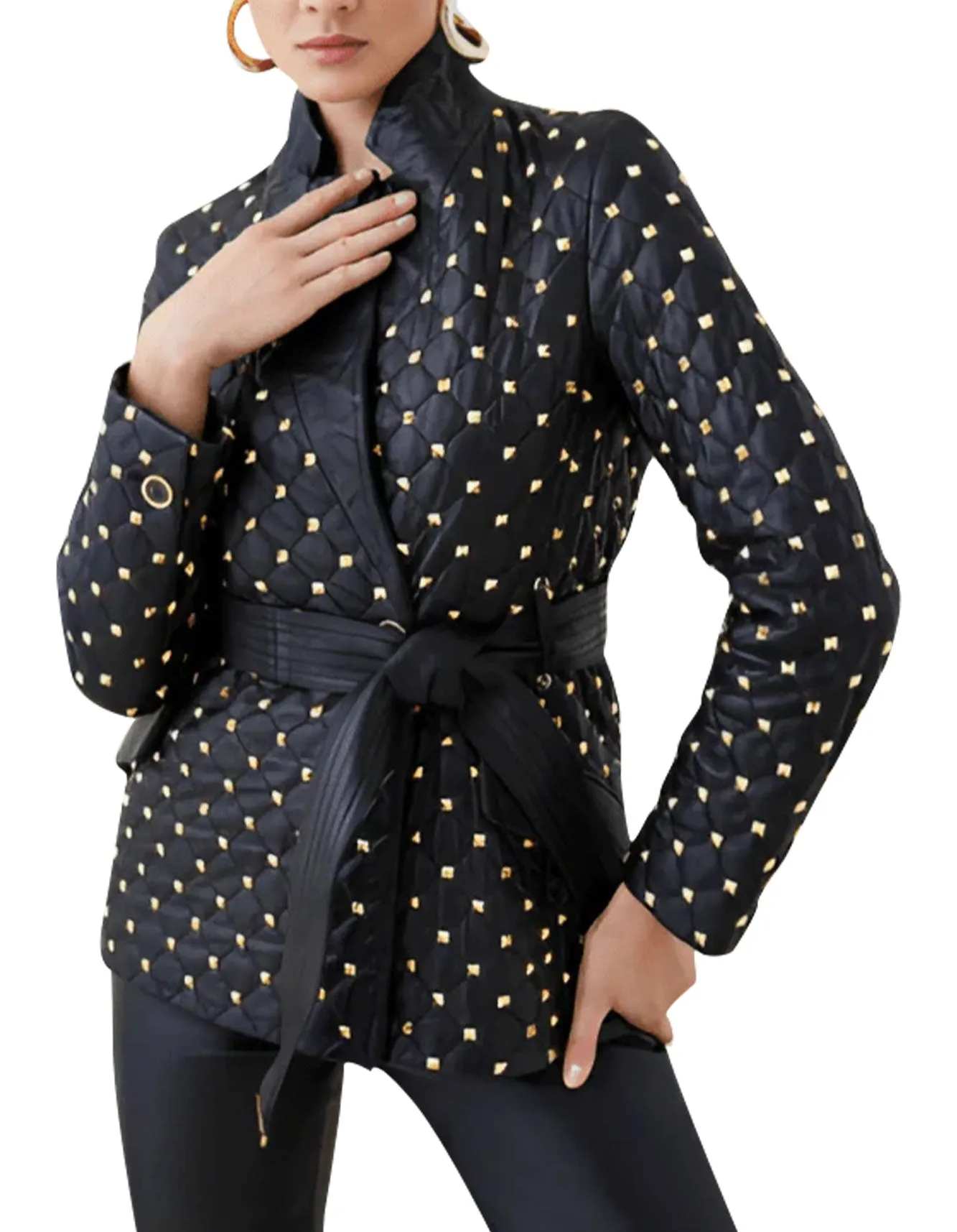 Midnight Majesty Studded Leather Blazer