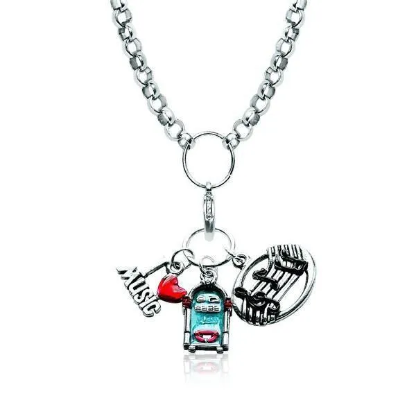 Music Lover Charm Necklace in Silver